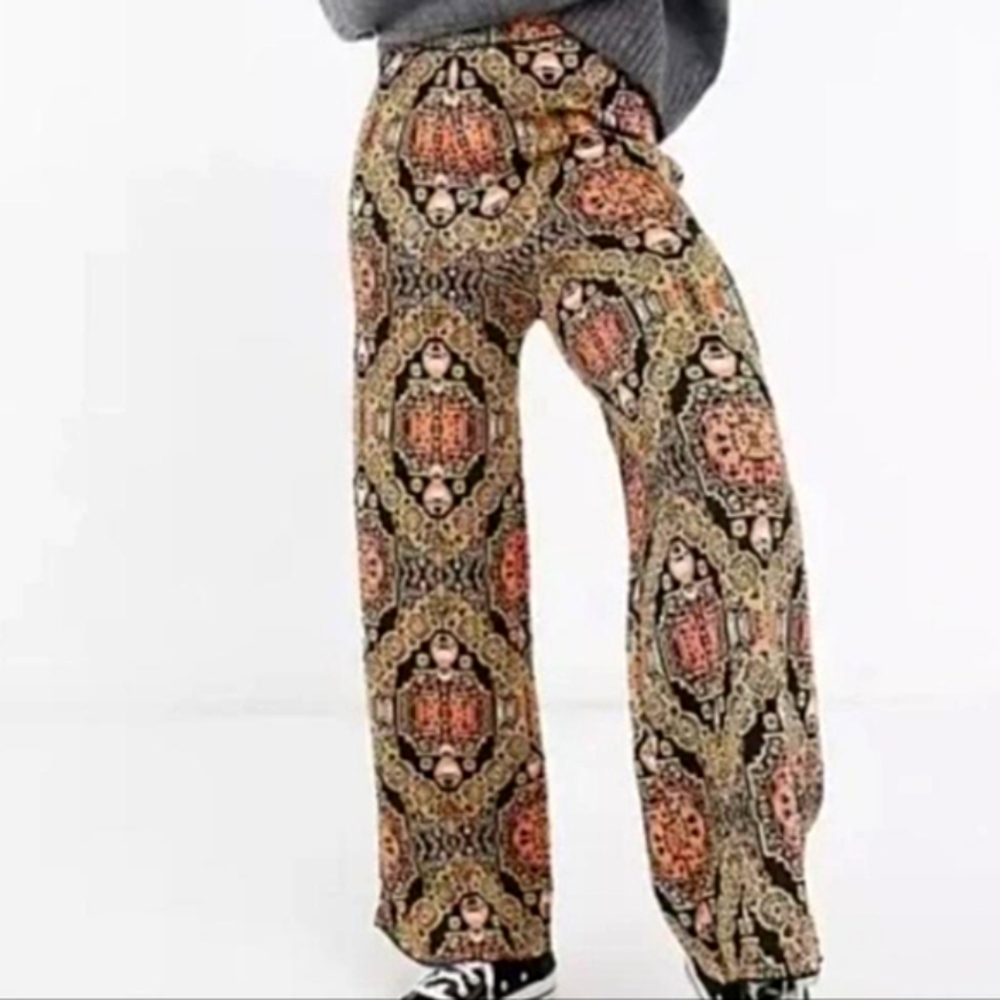 Free People Bohemian Patterned Wide-Leg Pants